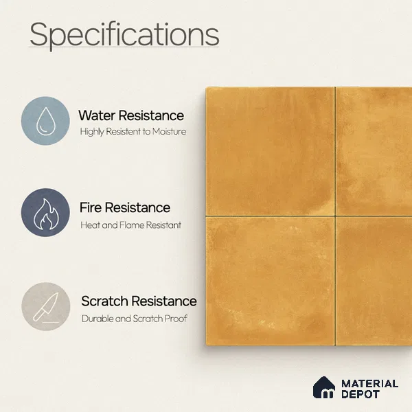 Plain Wall & Floor Center 1 Carpet Tile TL 11196 Saffron Terra 1 ft x 1 ft Ceramic Matte Finish Tile - 10 mm | Suitable For Bathroom, Balcony & Kitchen Backsplash
