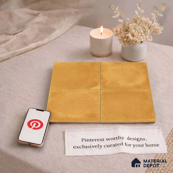 Plain Wall & Floor Center 1 Carpet Tile TL 11196 Saffron Terra 1 ft x 1 ft Ceramic Matte Finish Tile - 10 mm | Suitable For Bathroom, Balcony & Kitchen Backsplash