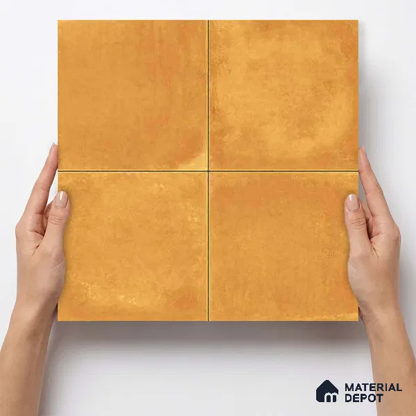 Plain Wall & Floor Center 1 Carpet Tile TL 11196 Saffron Terra 1 ft x 1 ft Ceramic Matte Finish Tile - 10 mm | Suitable For Bathroom, Balcony & Kitchen Backsplash
