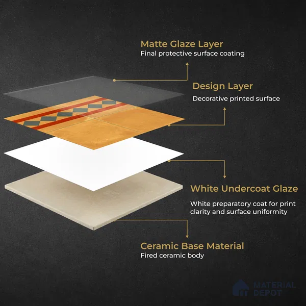 Moroccan Wall & Floor Border 3 Carpet Tile TL 11197 Amber Mosaic 1 ft x 1 ft Ceramic Matte Finish Tile - 10 mm | Suitable For Kitchen, Bathroom, Living Room