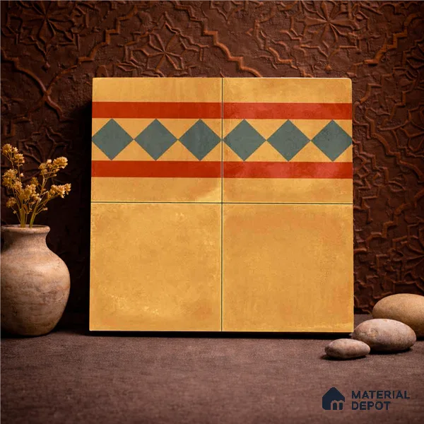 Moroccan Wall & Floor Border 3 Carpet Tile TL 11197 Amber Mosaic 1 ft x 1 ft Ceramic Matte Finish Tile - 10 mm | Suitable For Kitchen, Bathroom, Living Room