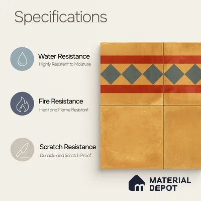 Moroccan Wall & Floor Border 3 Carpet Tile TL 11197 Amber Mosaic 1 ft x 1 ft Ceramic Matte Finish Tile - 10 mm | Suitable For Kitchen, Bathroom, Living Room