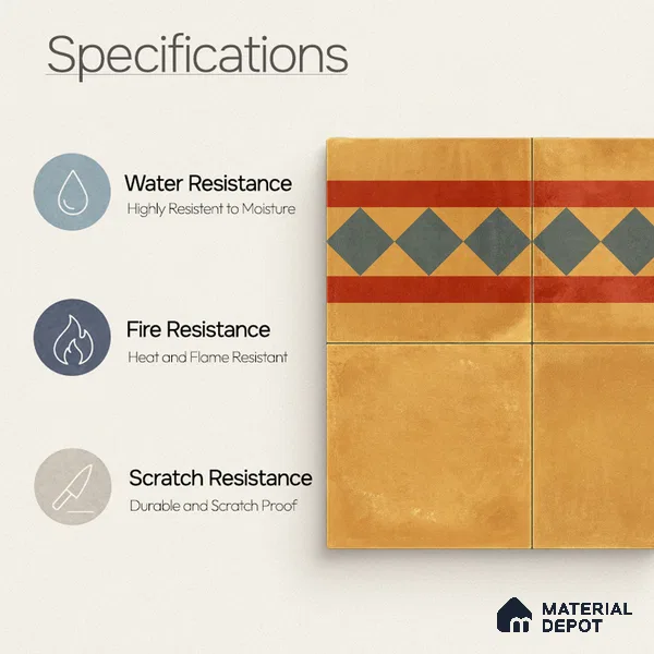 Moroccan Wall & Floor Border 3 Carpet Tile TL 11197 Amber Mosaic 1 ft x 1 ft Ceramic Matte Finish Tile - 10 mm | Suitable For Kitchen, Bathroom, Living Room