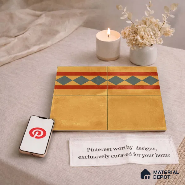 Moroccan Wall & Floor Border 3 Carpet Tile TL 11197 Amber Mosaic 1 ft x 1 ft Ceramic Matte Finish Tile - 10 mm | Suitable For Kitchen, Bathroom, Living Room