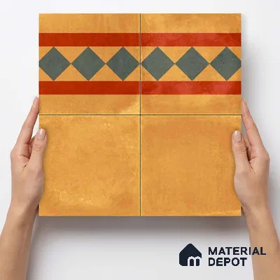 Moroccan Wall & Floor Border 3 Carpet Tile TL 11197 Amber Mosaic 1 ft x 1 ft Ceramic Matte Finish Tile - 10 mm | Suitable For Kitchen, Bathroom, Living Room