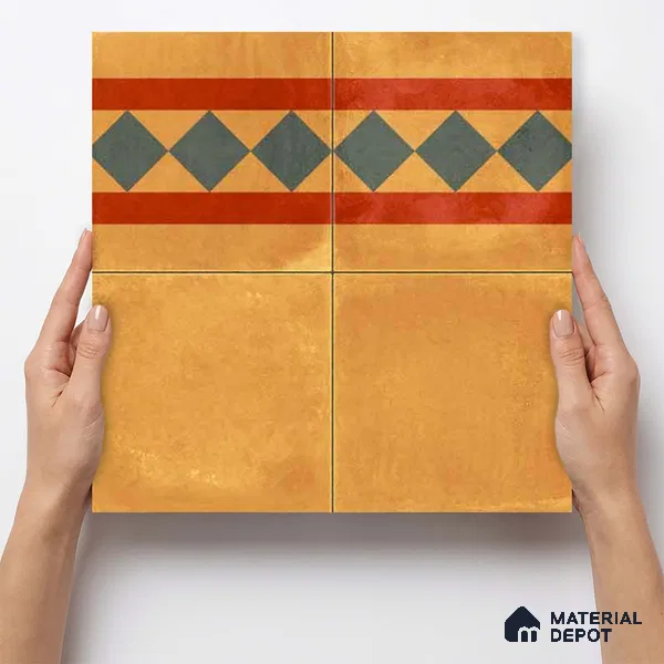 Moroccan Wall & Floor Border 3 Carpet Tile TL 11197 Amber Mosaic 1 ft x 1 ft Ceramic Matte Finish Tile - 10 mm | Suitable For Kitchen, Bathroom, Living Room