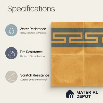 Moroccan Wall & Floor Border 4 Carpet Tile TL 11199 Maze Ochre 1 ft x 1 ft Ceramic Matte Finish Tile - 10 mm | Suitable For Kitchen, Bathroom, Living Room