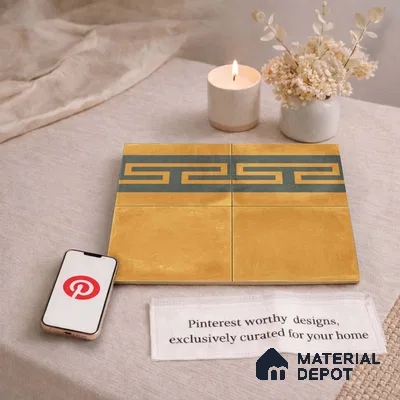 Moroccan Wall & Floor Border 4 Carpet Tile TL 11199 Maze Ochre 1 ft x 1 ft Ceramic Matte Finish Tile - 10 mm | Suitable For Kitchen, Bathroom, Living Room