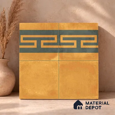 Moroccan Wall & Floor Border 4 Carpet Tile TL 11199 Maze Ochre 1 ft x 1 ft Ceramic Matte Finish Tile - 10 mm | Suitable For Kitchen, Bathroom, Living Room