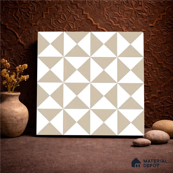 Moroccan Wall & Floor Tile TL 11117 Sand Prism 1 ft x 1 ft Ceramic Matte Finish Tile - 10 mm | Suitable For Kitchen, Bathroom, Balcony