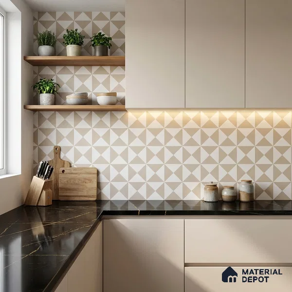 Moroccan Wall & Floor Tile TL 11117 Sand Prism 1 ft x 1 ft Ceramic Matte Finish Tile - 10 mm | Suitable For Kitchen, Bathroom, Balcony