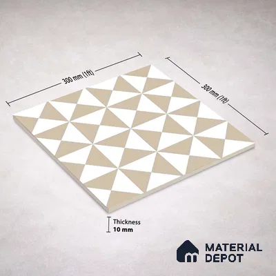 Moroccan Wall & Floor Tile TL 11117 Sand Prism 1 ft x 1 ft Ceramic Matte Finish Tile - 10 mm | Suitable For Kitchen, Bathroom, Balcony