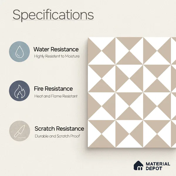 Moroccan Wall & Floor Tile TL 11117 Sand Prism 1 ft x 1 ft Ceramic Matte Finish Tile - 10 mm | Suitable For Kitchen, Bathroom, Balcony