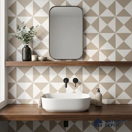 Moroccan Wall & Floor Tile TL 11117 Sand Prism 1 ft x 1 ft Ceramic Matte Finish Tile - 10 mm | Suitable For Kitchen, Bathroom, Balcony