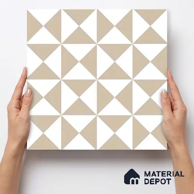 Moroccan Wall & Floor Tile TL 11117 Sand Prism 1 ft x 1 ft Ceramic Matte Finish Tile - 10 mm | Suitable For Kitchen, Bathroom, Balcony