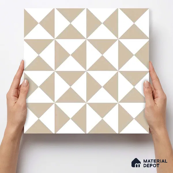 Moroccan Wall & Floor Tile TL 11117 Sand Prism 1 ft x 1 ft Ceramic Matte Finish Tile - 10 mm | Suitable For Kitchen, Bathroom, Balcony