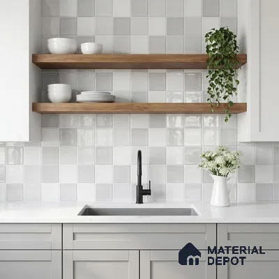 Faux Subway Wall Tile TL 11317 Cloudline White 1 ft x 1 ft Ceramic Glossy Finish Tile - 10 mm | Suitable For Bathroom, Dining Area, Kitchen Backsplash