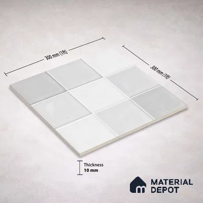 Faux Subway Wall Tile TL 11317 Cloudline White 1 ft x 1 ft Ceramic Glossy Finish Tile - 10 mm | Suitable For Bathroom, Dining Area, Kitchen Backsplash