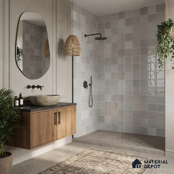 Faux Subway Wall Tile TL 11317 Cloudline White 1 ft x 1 ft Ceramic Glossy Finish Tile - 10 mm | Suitable For Bathroom, Dining Area, Kitchen Backsplash