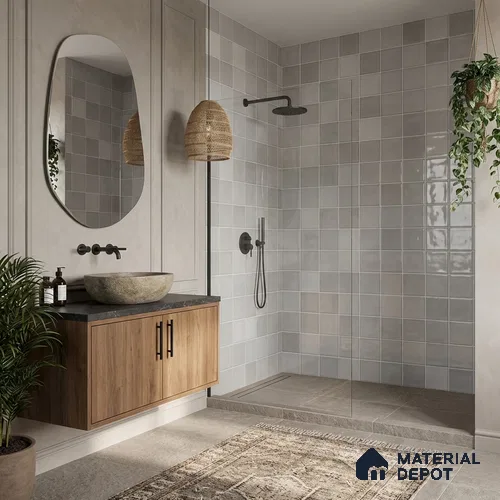 Faux Subway Wall Tile TL 11317 Cloudline White 1 ft x 1 ft Ceramic Glossy Finish Tile - 10 mm | Suitable For Bathroom, Balcony & Kitchen Backsplash