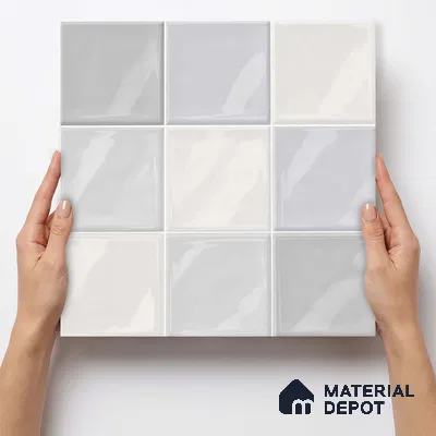 Faux Subway Wall Tile TL 11317 Cloudline White 1 ft x 1 ft Ceramic Glossy Finish Tile - 10 mm | Suitable For Bathroom, Dining Area, Kitchen Backsplash