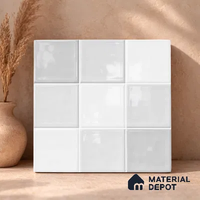 Faux Subway Wall Tile TL 11317 Cloudline White 1 ft x 1 ft Ceramic Glossy Finish Tile - 10 mm | Suitable For Bathroom, Dining Area, Kitchen Backsplash
