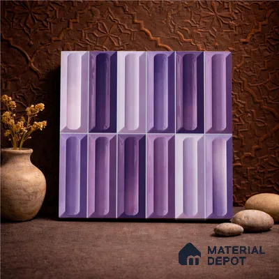Faux Subway Wall Tile TL 11297 Violet Prism 1 ft x 1 ft Ceramic Glossy Finish Tile - 10 mm | Suitable For Bathroom, Balcony & Kitchen Backsplash (Sample)