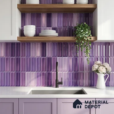 Faux Subway Wall Tile TL 11297 Violet Prism 1 ft x 1 ft Ceramic Glossy Finish Tile - 10 mm | Suitable For Bathroom, Balcony & Kitchen Backsplash (Sample)