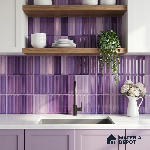 Faux Subway Wall Tile TL 11297 Violet Prism 1 ft x 1 ft Ceramic Glossy Finish Tile - 10 mm | Suitable For Bathroom, Dining Area, Kitchen Backsplash