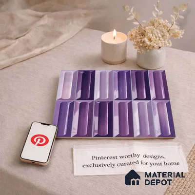 Faux Subway Wall Tile TL 11297 Violet Prism 1 ft x 1 ft Ceramic Glossy Finish Tile - 10 mm | Suitable For Bathroom, Balcony & Kitchen Backsplash (Sample)