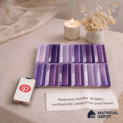 Faux Subway Wall Tile TL 11297 Violet Prism 1 ft x 1 ft Ceramic Glossy Finish Tile - 10 mm | Suitable For Bathroom, Balcony & Kitchen Backsplash