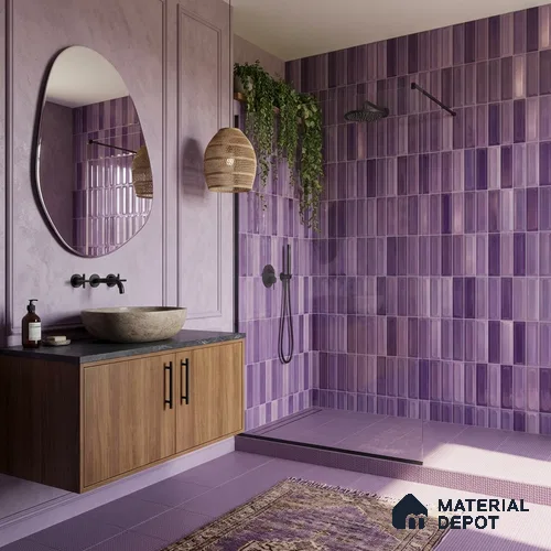 Faux Subway Wall Tile TL 11297 Violet Prism 1 ft x 1 ft Ceramic Glossy Finish Tile - 10 mm | Suitable For Bathroom, Dining Area,  Kitchen Backsplash