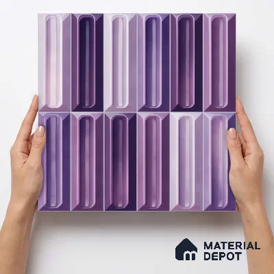 Faux Subway Wall Tile TL 11297 Violet Prism 1 ft x 1 ft Ceramic Glossy Finish Tile - 10 mm | Suitable For Bathroom, Balcony & Kitchen Backsplash (Sample)