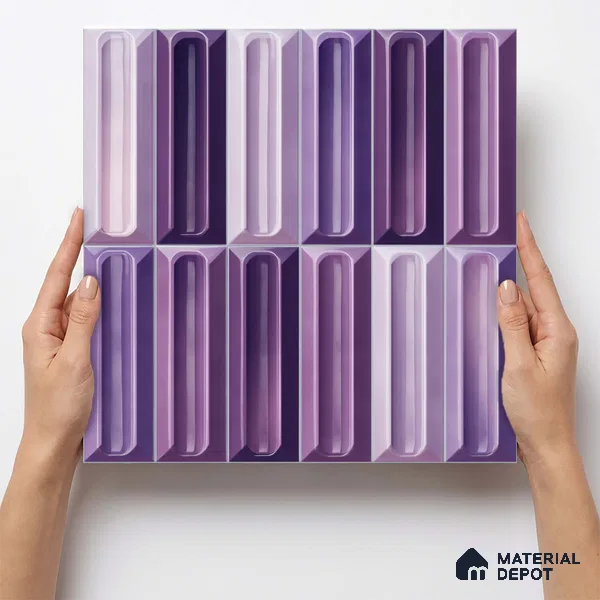 Faux Subway Wall Tile TL 11297 Violet Prism 1 ft x 1 ft Ceramic Glossy Finish Tile - 10 mm | Suitable For Bathroom, Balcony & Kitchen Backsplash (Sample)