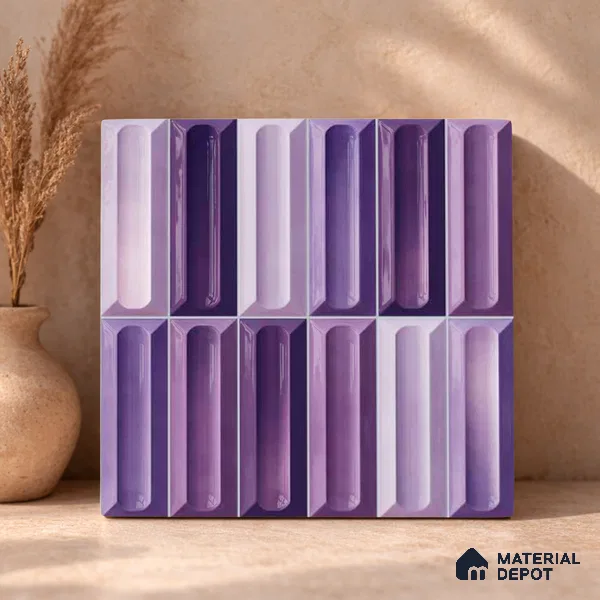 Faux Subway Wall Tile TL 11297 Violet Prism 1 ft x 1 ft Ceramic Glossy Finish Tile - 10 mm | Suitable For Bathroom, Balcony & Kitchen Backsplash (Sample)