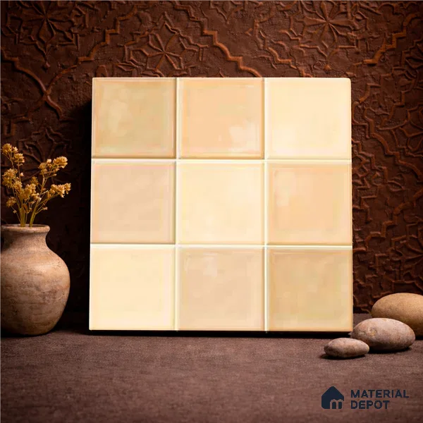 Faux Subway Wall Tile TL 11315 Honey Sand 1 ft x 1 ft Ceramic Glossy Finish Tile - 10 mm | Suitable For Bathroom, Dining Area, Kitchen Backsplash