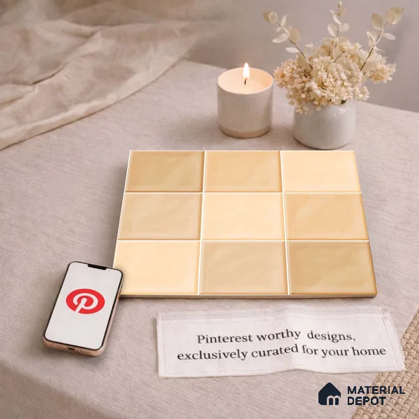 Faux Subway Wall Tile TL 11315 Honey Sand 1 ft x 1 ft Ceramic Glossy Finish Tile - 10 mm | Suitable For Bathroom, Dining Area, Kitchen Backsplash
