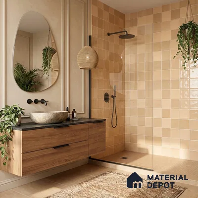 Faux Subway Wall Tile TL 11315 Honey Sand 1 ft x 1 ft Ceramic Glossy Finish Tile - 10 mm | Suitable For Bathroom, Dining Area, Kitchen Backsplash