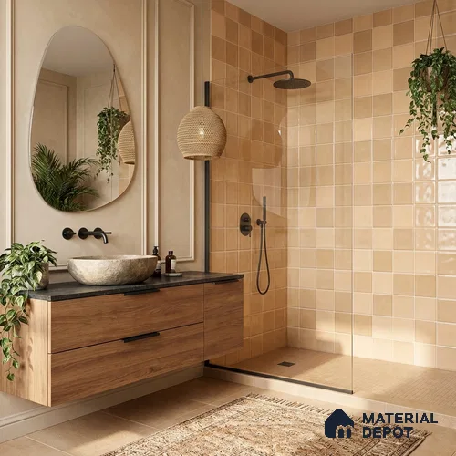 Faux Subway Wall Tile TL 11315 Honey Sand 1 ft x 1 ft Ceramic Glossy Finish Tile - 10 mm | Suitable For Bathroom, Dining Area, Kitchen Backsplash