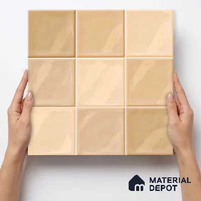 Faux Subway Wall Tile TL 11315 Honey Sand 1 ft x 1 ft Ceramic Glossy Finish Tile - 10 mm | Suitable For Bathroom, Dining Area, Kitchen Backsplash