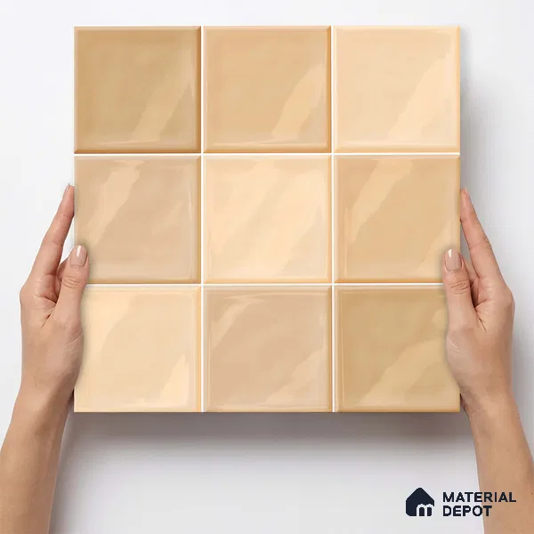 Faux Subway Wall Tile TL 11315 Honey Sand 1 ft x 1 ft Ceramic Glossy Finish Tile - 10 mm | Suitable For Bathroom, Dining Area, Kitchen Backsplash