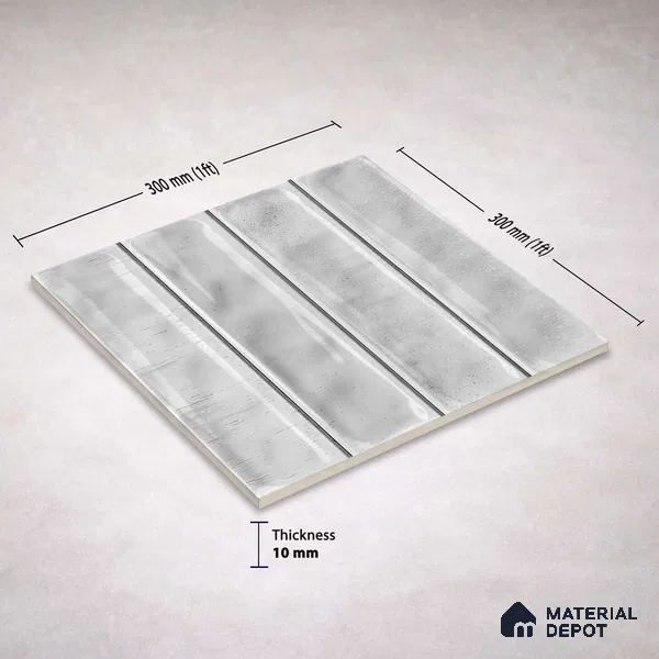 Faux Subway Wall Tile TL 11300 Frosted Plank 1 ft x 1 ft Ceramic Glossy Finish Tile - 10 mm | Suitable For Bathroom, Dining Area, Kitchen Backsplash