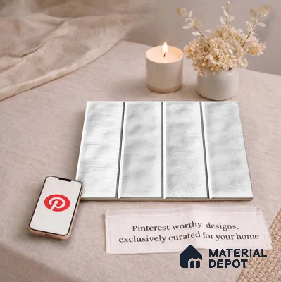 Faux Subway Wall Tile TL 11300 Frosted Plank 1 ft x 1 ft Ceramic Glossy Finish Tile - 10 mm | Suitable For Bathroom, Dining Area, Kitchen Backsplash