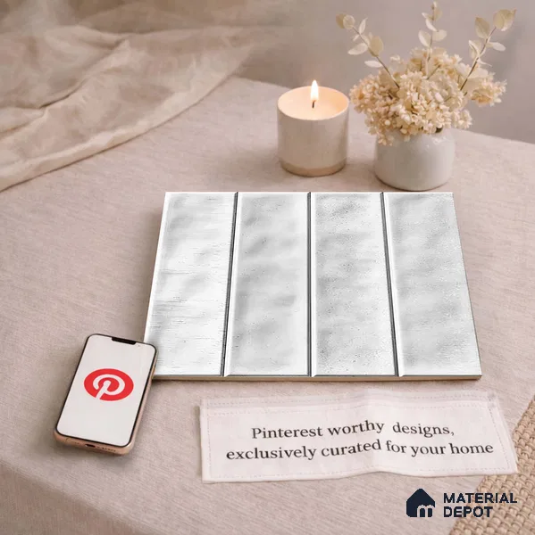 Faux Subway Wall Tile TL 11300 Frosted Plank 1 ft x 1 ft Ceramic Glossy Finish Tile - 10 mm | Suitable For Bathroom, Dining Area, Kitchen Backsplash