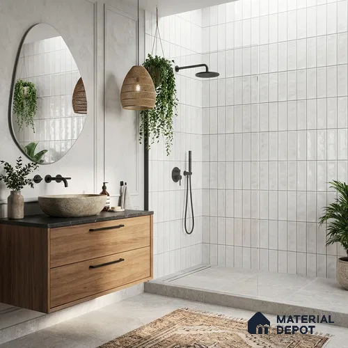 Faux Subway Wall Tile TL 11300 Frosted Plank 1 ft x 1 ft Ceramic Glossy Finish Tile - 10 mm | Suitable For Bathroom, Dining Area, Kitchen Backsplash