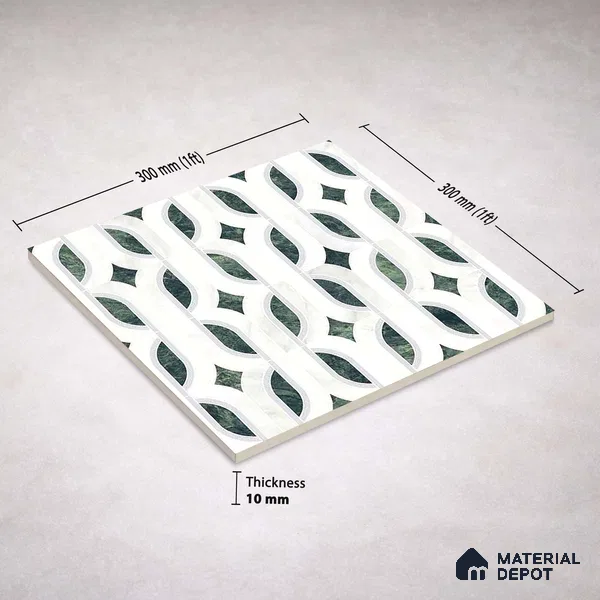 Moroccan Carving Wall & Floor Tile TL 11671 Verdant Lattice 1 ft x 1 ft Ceramic Carving Matte Finish Tile - 10 mm | Suitable For Bathroom, Dining Area, Kitchen