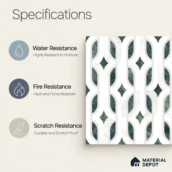 Moroccan Carving Wall & Floor Tile TL 11671 Verdant Lattice 1 ft x 1 ft Ceramic Carving Matte Finish Tile - 10 mm | Suitable For Bathroom, Dining Area, Kitchen