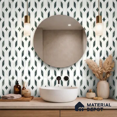Moroccan Carving Wall & Floor Tile TL 11671 Verdant Lattice 1 ft x 1 ft Ceramic Carving Matte Finish Tile - 10 mm | Suitable For Bathroom, Dining Area, Kitchen
