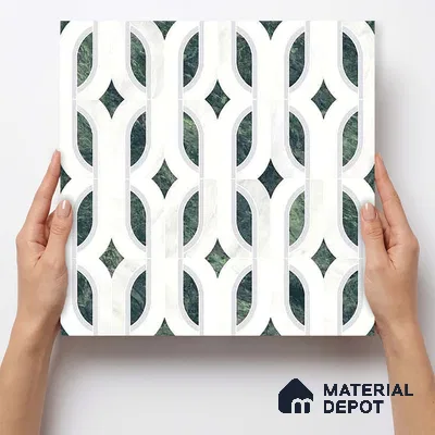 Moroccan Carving Wall & Floor Tile TL 11671 Verdant Lattice 1 ft x 1 ft Ceramic Carving Matte Finish Tile - 10 mm | Suitable For Bathroom, Dining Area, Kitchen