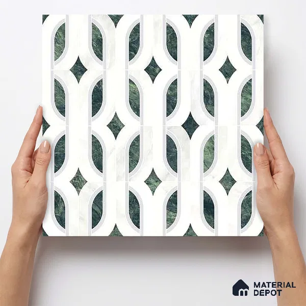 Moroccan Carving Wall & Floor Tile TL 11671 Verdant Lattice 1 ft x 1 ft Ceramic Carving Matte Finish Tile - 10 mm | Suitable For Bathroom, Dining Area, Kitchen